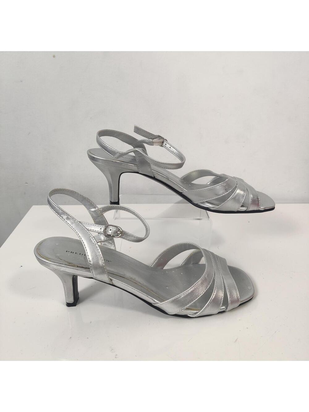 Predictions Silver Metallic Dressy Evening Heels Wedding Guest Size 8.5